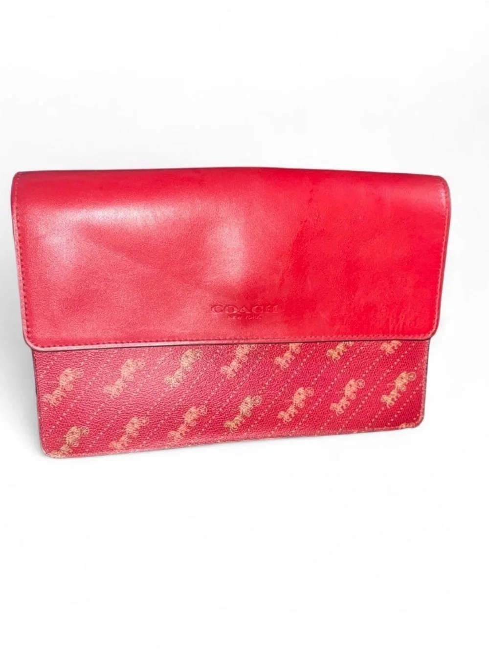 Coach Red Signature Fold-Over Bag